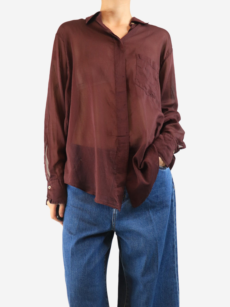 Purple sheer cotton and silk blend shirt - size UK 14 Tops Forte Forte 