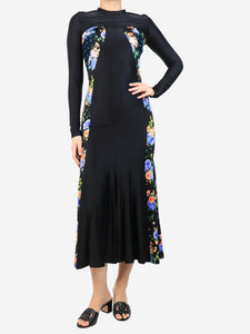 Paco Rabanne Black printed midi dress - size UK 8