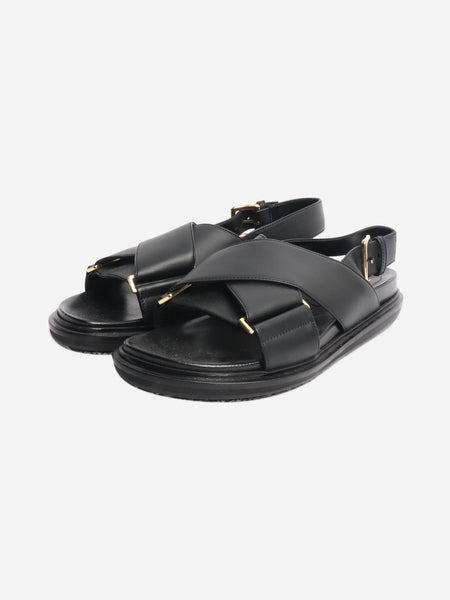 Black Fussbett leather cross-strap sandals - size EU 38.5 alternate image