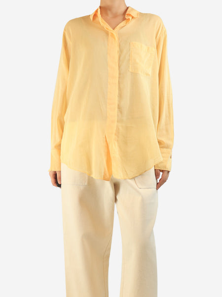 Apricot sheer cotton and silk blend shirt - size UK 12 product image