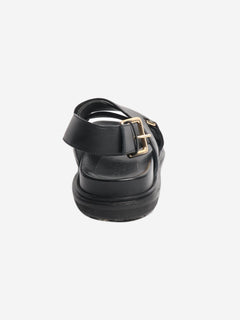 Black Fussbett leather cross-strap sandals - size EU 38.5 Flat Sandals Marni 