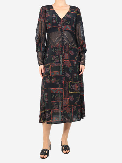 Black printed lace-trim midi dress - sizeUK 12 Dresses Hayley Menzies 