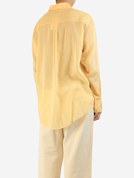 Apricot sheer cotton and silk blend shirt - size UK 12 alternate image