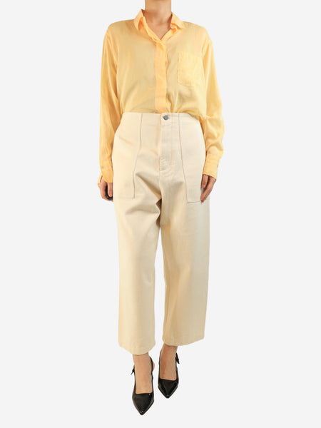 Cream wide-leg jeans - size UK 12 alternate image