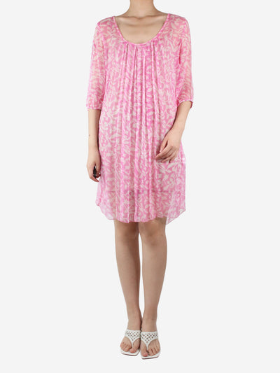 Pink sheer floral printed dress - One Size Dresses Cloe Cassandro 