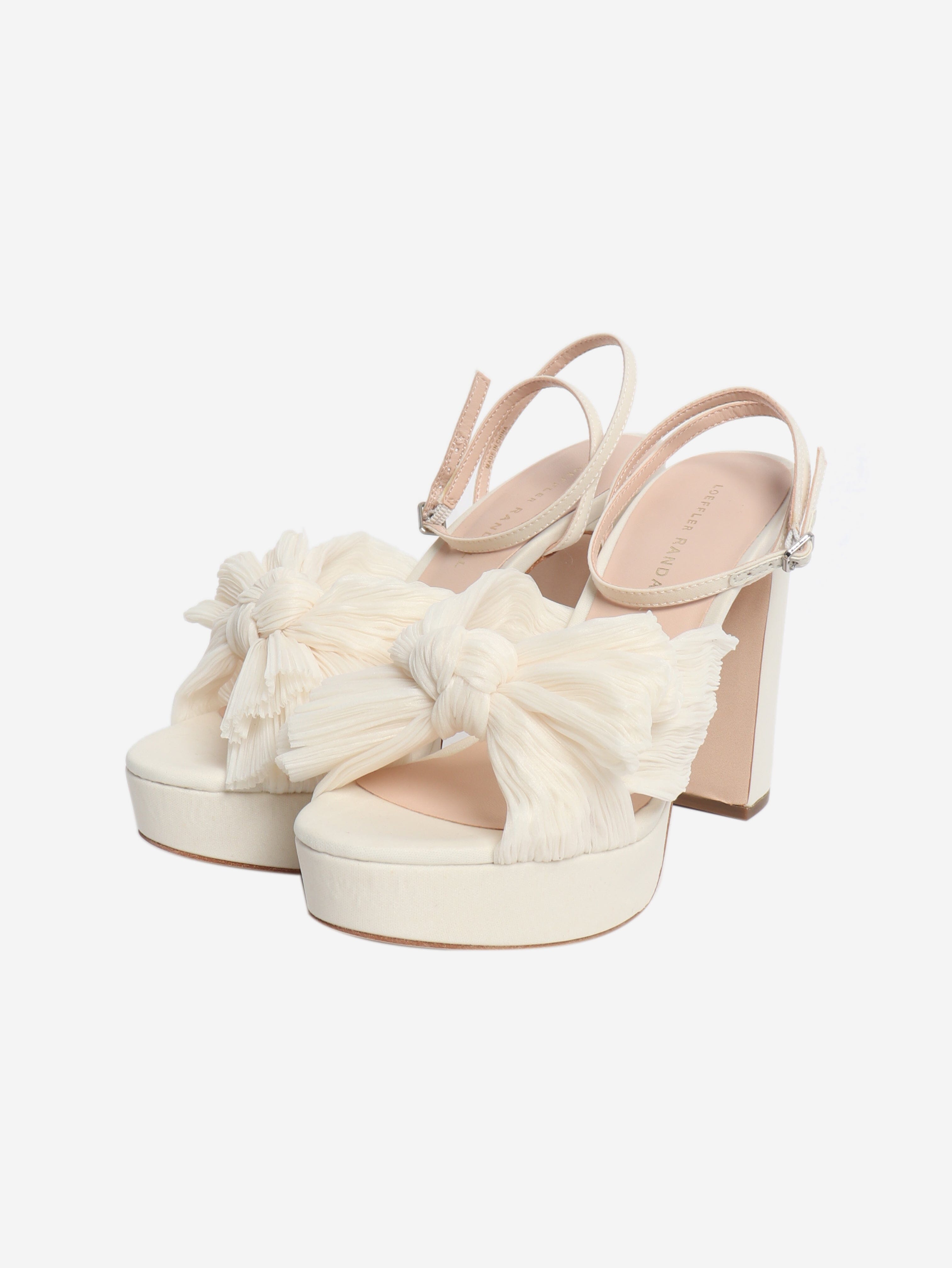 White plisse bow heeled sandals - size EU 38.5 (UK 5.5) Heels Loeffler Randall 