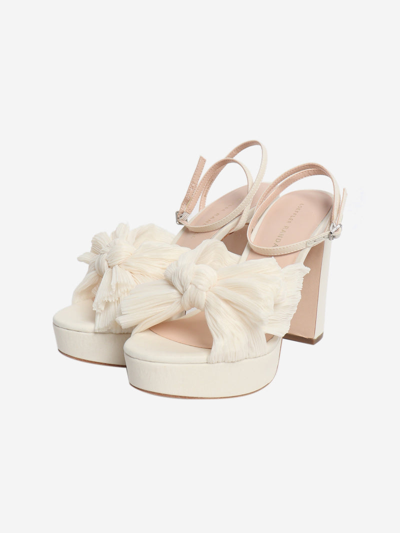 White plisse bow heeled sandals - size EU 38.5 (UK 5.5) Heels Loeffler Randall 