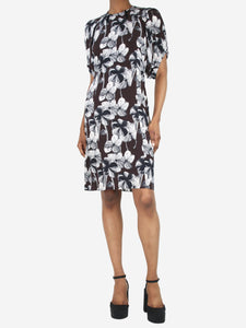 Marni Brown floral printed midi dress - size UK 6