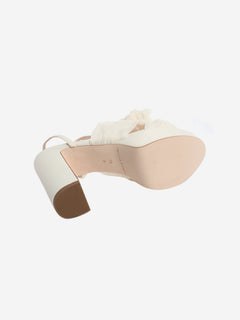 White plisse bow heeled sandals - size EU 38.5 (UK 5.5) Heels Loeffler Randall 