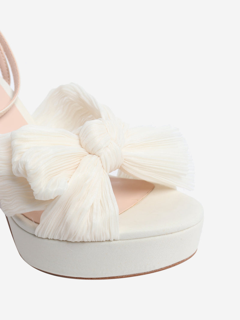 White plisse bow heeled sandals - size EU 38.5 (UK 5.5) Heels Loeffler Randall 