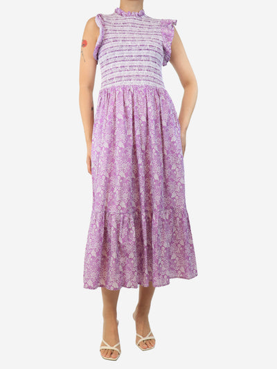 Purple and white Freda floral maxi dress - size S Dresses By Iris 