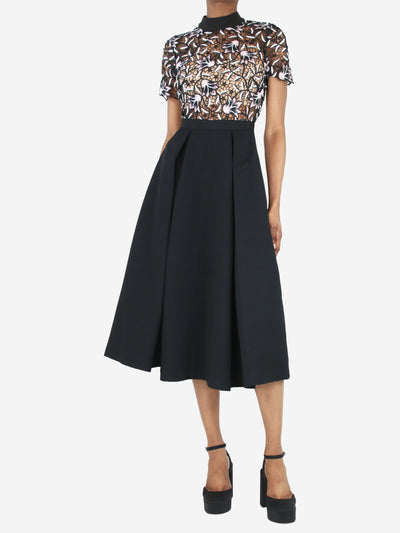 Black broderie anglaise midi dress - size UK 6 Dresses self-portrait 