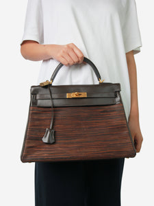 Hermes Brown 2004 Kelly 32 Vibrato leather bag