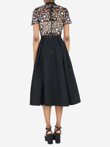 self-portrait Black broderie anglaise midi dress - size UK 6