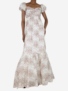 Giambattista Valli Cream floral tiered maxi dress - size UK 8