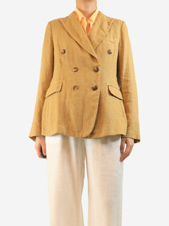 Tan double-breasted linen jacket - size UK 12 Coats & Jackets Kiltie 