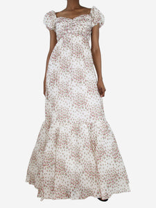 Giambattista Valli Cream floral tiered maxi dress - size UK 8