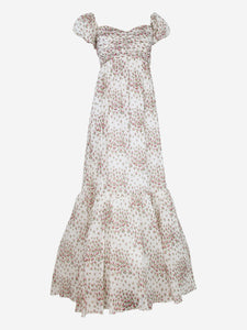 Giambattista Valli Cream floral tiered maxi dress - size UK 8