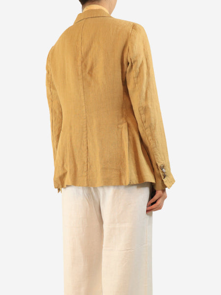 Tan double-breasted linen jacket - size UK 12 alternate image