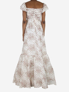 Giambattista Valli Cream floral tiered maxi dress - size UK 8