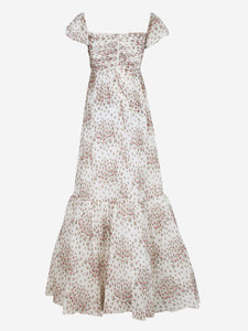 Giambattista Valli Cream floral tiered maxi dress - size UK 8