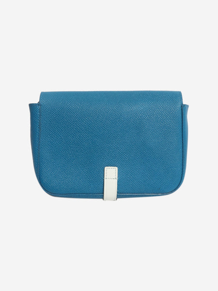 Blue leather strap clutch bag product image