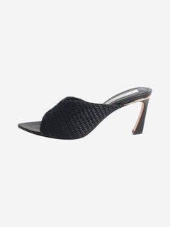 Navy raffia and leather mules - size EU 39