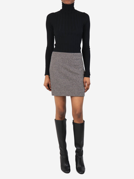 Black wool houndstooth mini skirt - size UK 2 alternate image