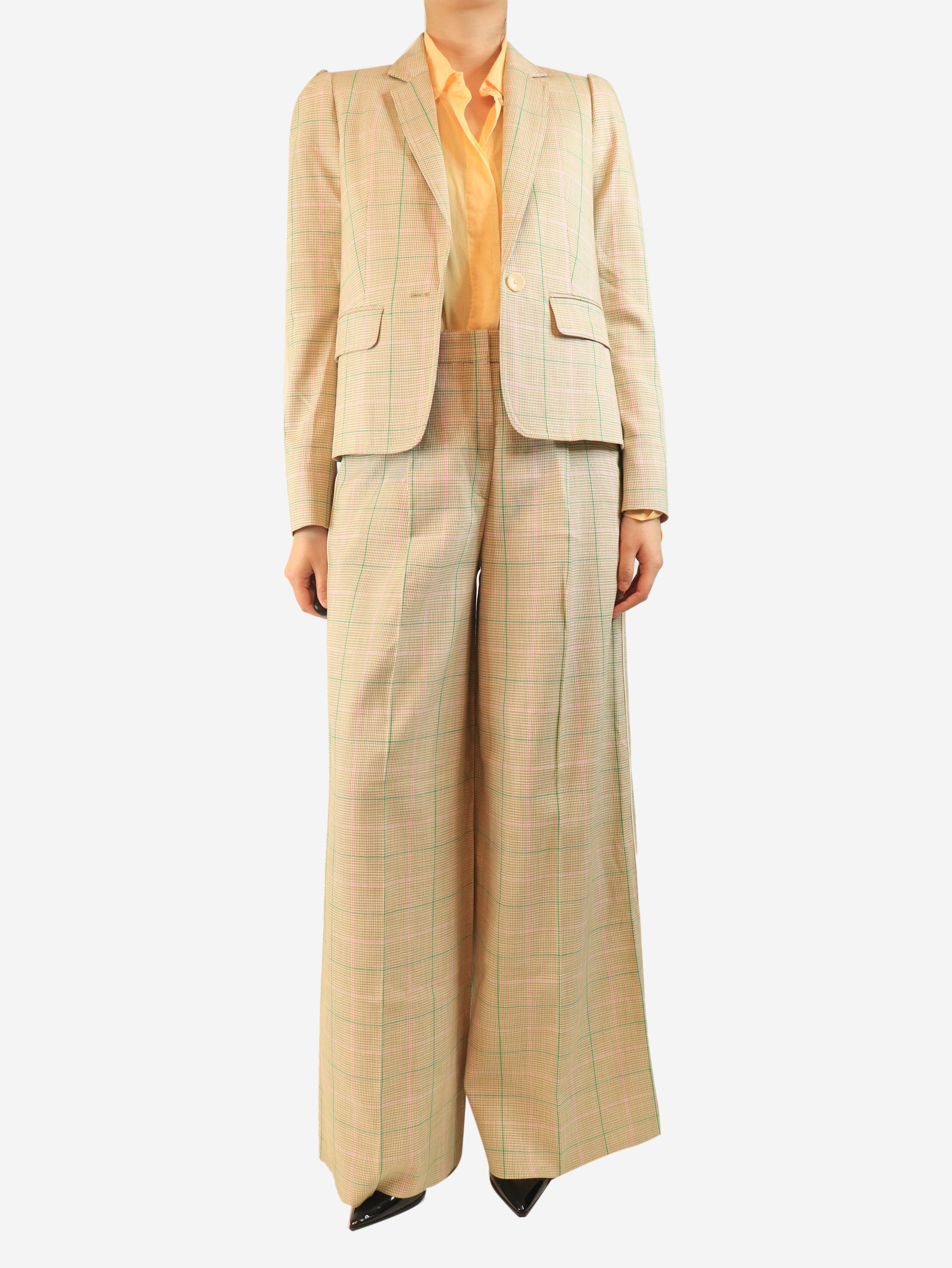 Beige houndstooth blazer and trousers set - size UK 10 Sets ME+EM 