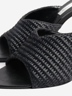 Navy raffia and leather mules - size EU 39