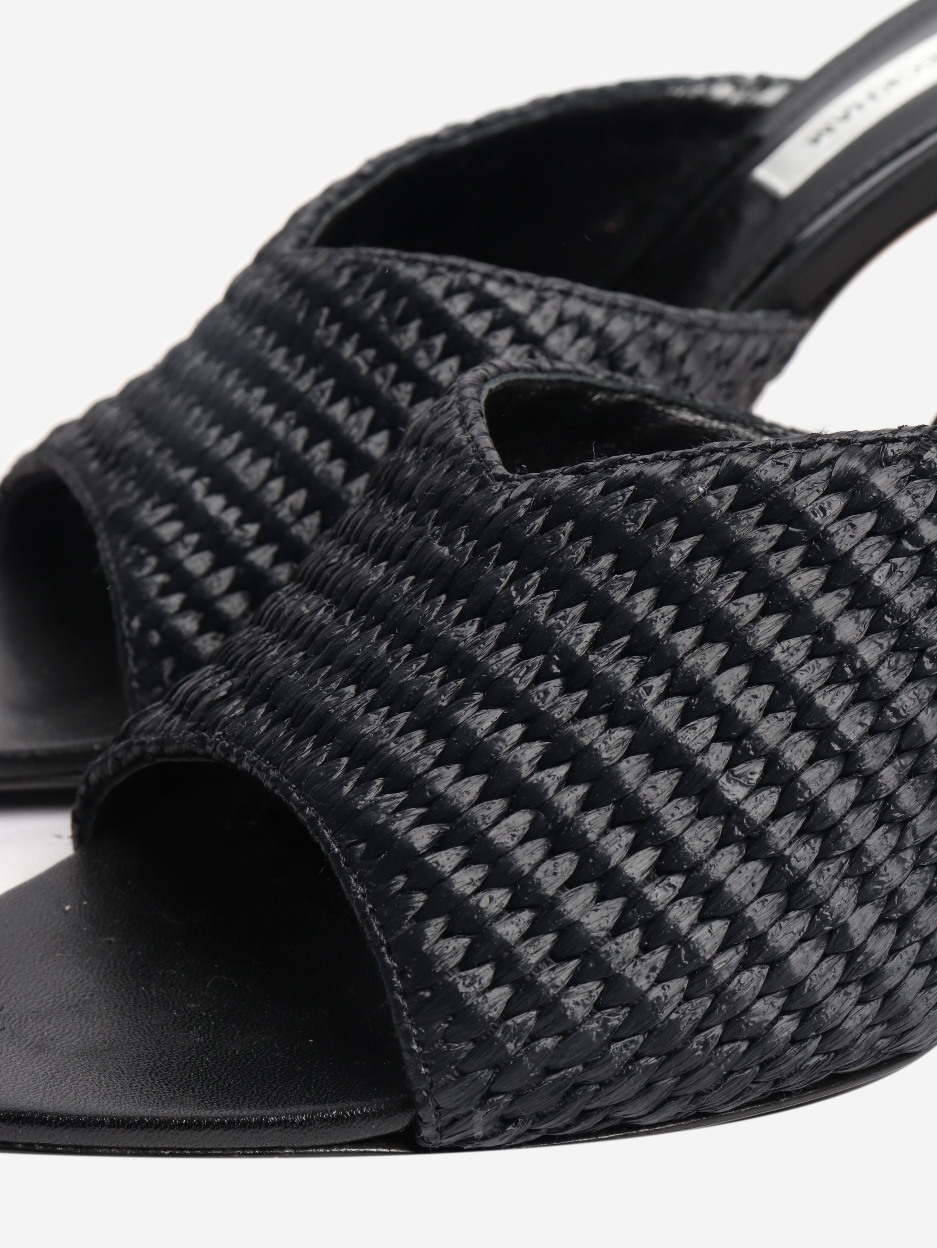 Navy raffia and leather mules - size EU 39