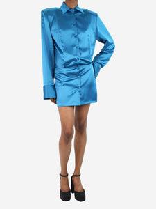 The Attico Blue poplin mini shirt dress - size IT 38