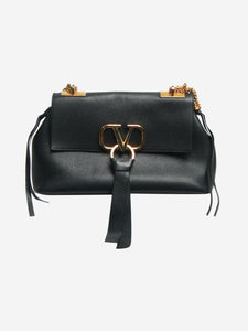 Valentino Black V-Ring leather shoulder bag