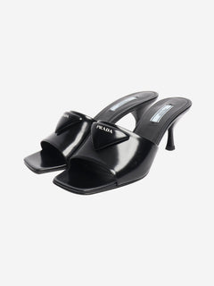 Black leather kitten heels mules - size EU 37.5 (UK 4.5) Heels Prada 