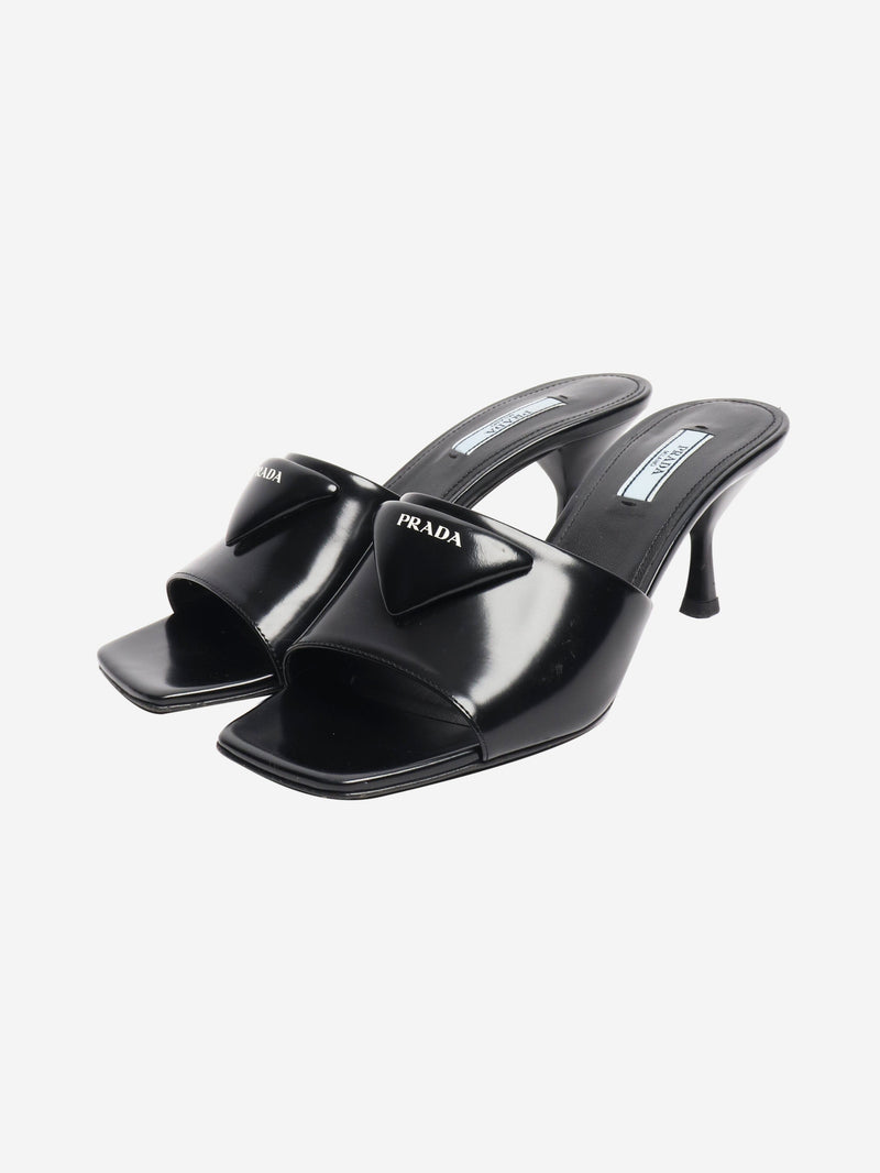 Black leather kitten heels mules - size EU 37.5 (UK 4.5) Heels Prada 