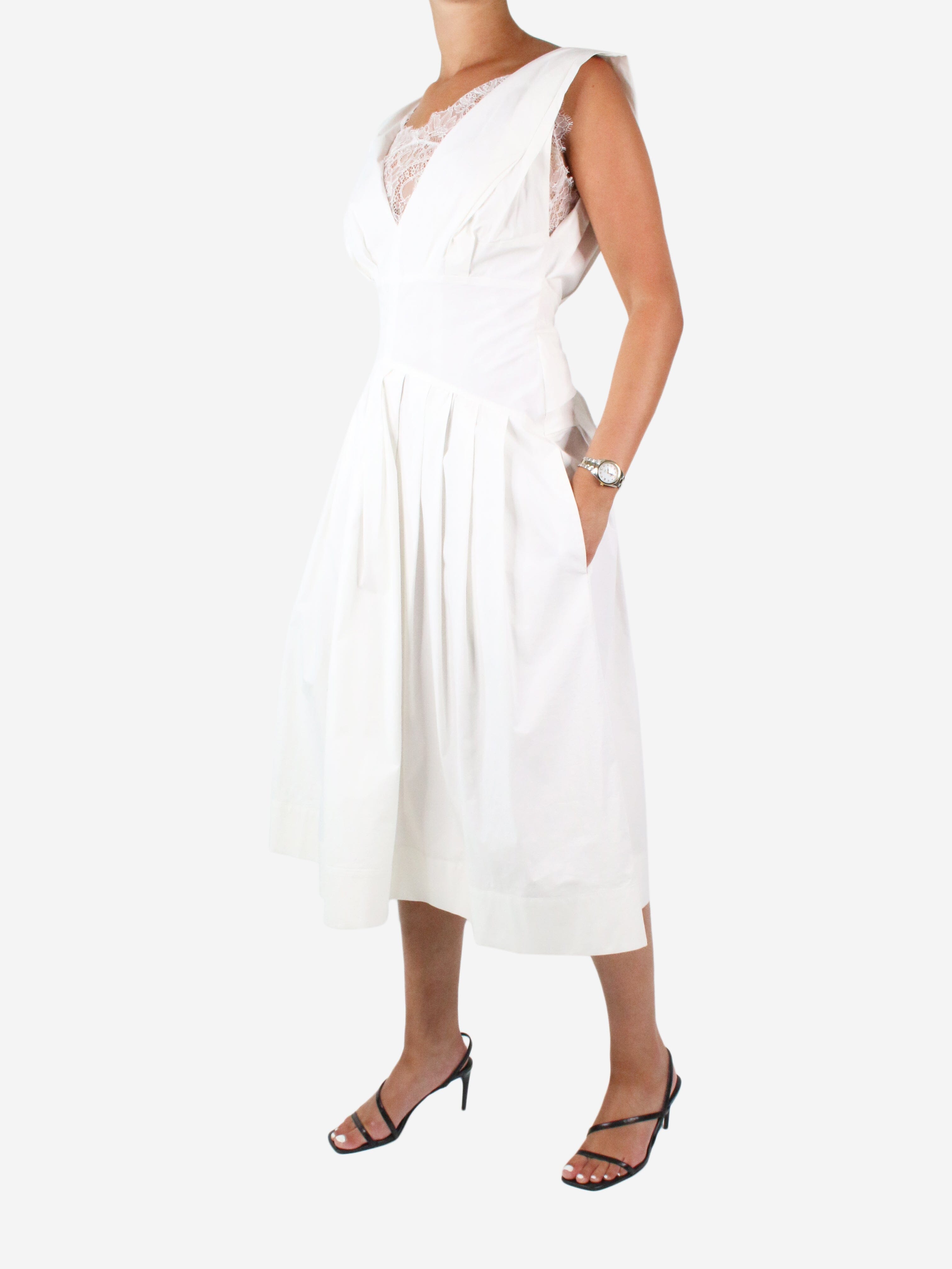 White sleeveless lace-trimmed dress - size UK 14 Dresses Philosophy 
