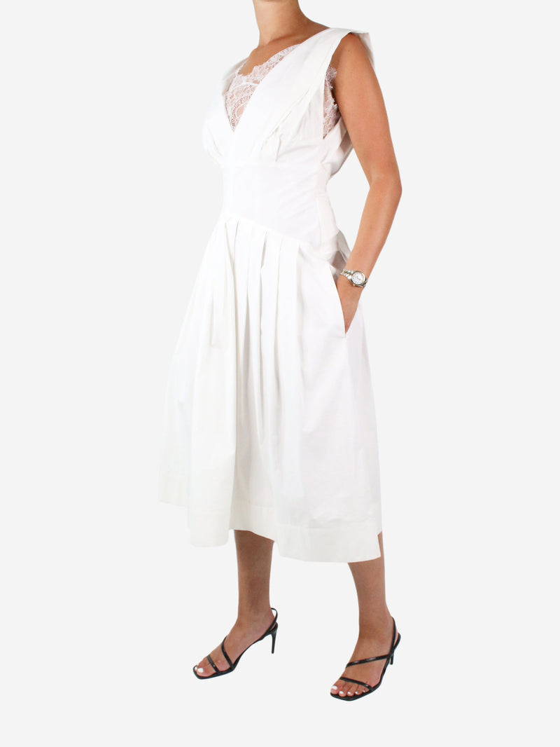 White sleeveless lace-trimmed dress - size UK 14 Dresses Philosophy 