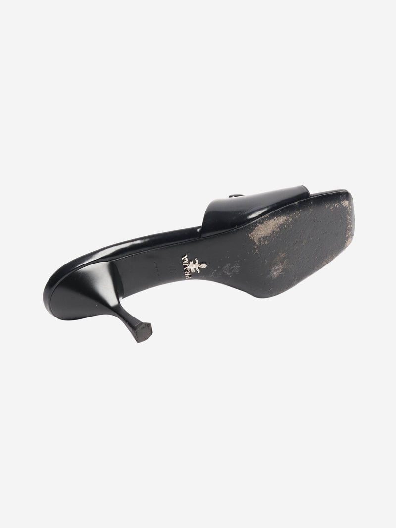 Black leather kitten heels mules - size EU 37.5 (UK 4.5) Heels Prada 