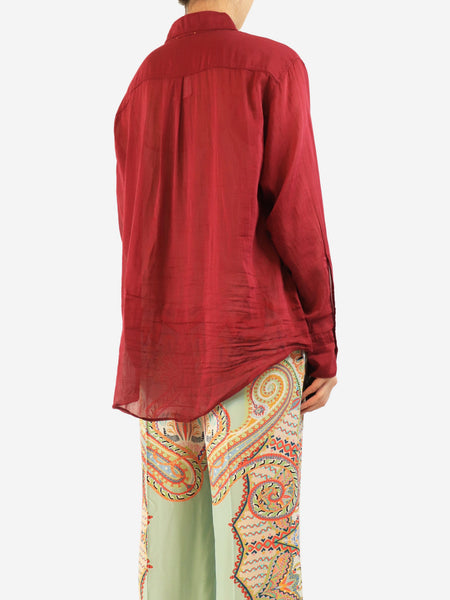 Burgundy cotton and silk blend shirt - size UK 12 alternate image