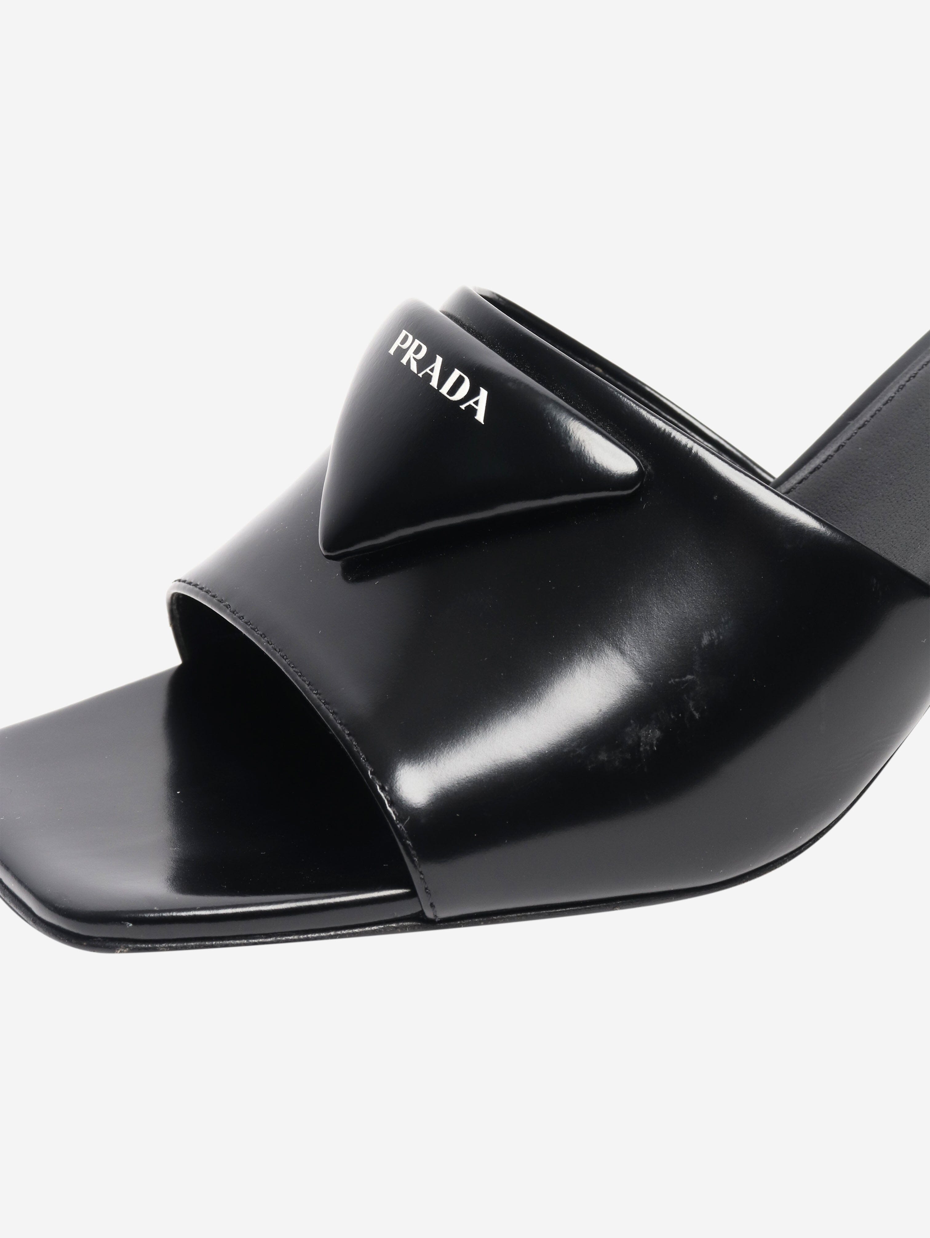 Black leather kitten heels mules - size EU 37.5 (UK 4.5) Heels Prada 