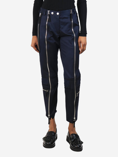 Navy blue cotton zipper trousers - size UK 8 Trousers Dries Van Noten 