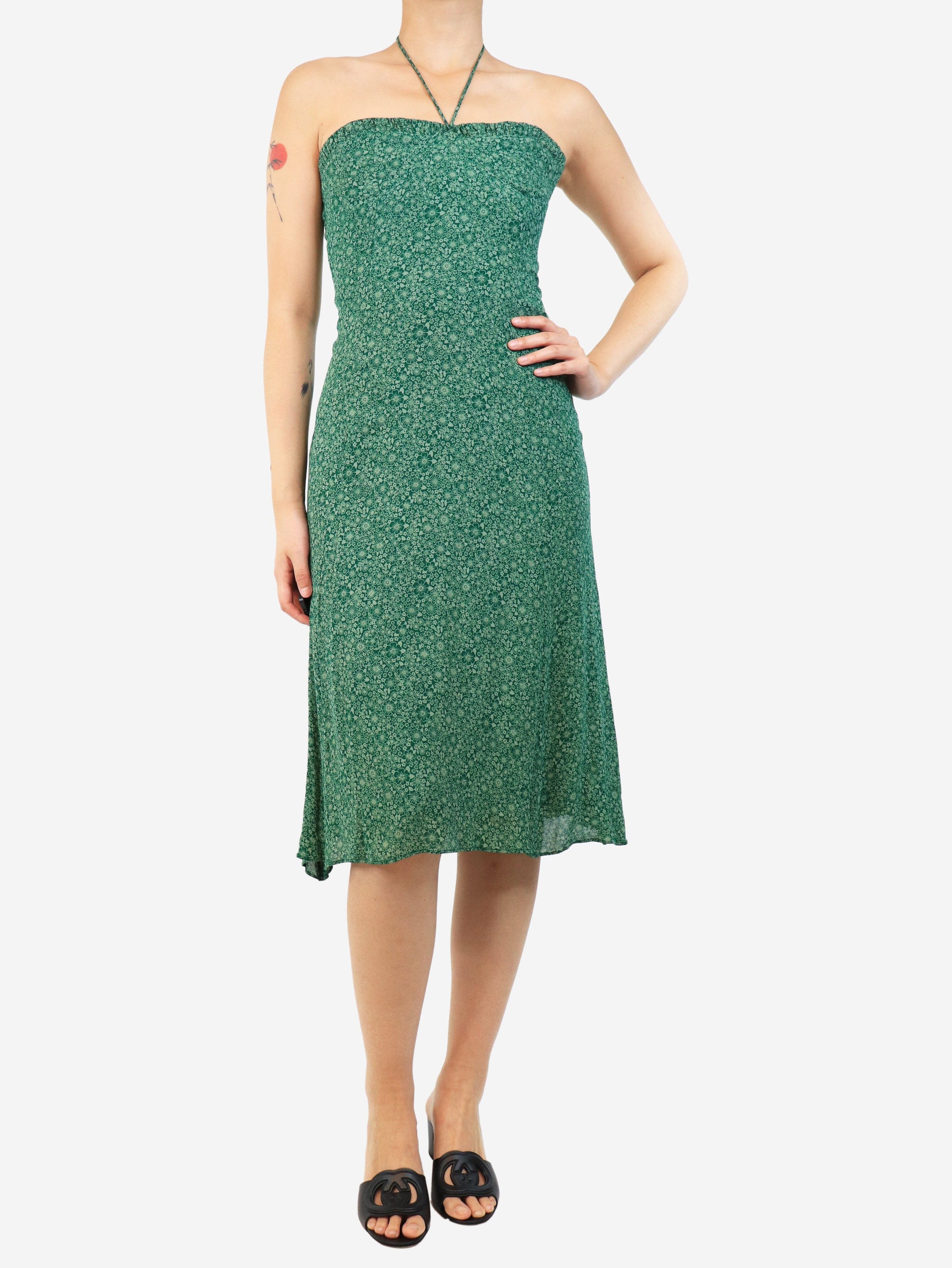 Reformation pre-owned green halterneck dress - size UK 14 | Sign of the Times Reformation pre-owned green halterneck dress - size UK 14 | Sign of the Times