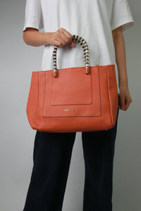 Bvlgari Orange leather top handle bag