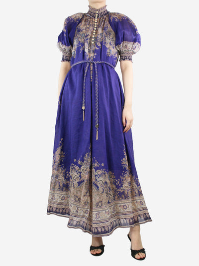Purple high-neck printed maxi dress - size UK 8 Dresses Zimmermann 