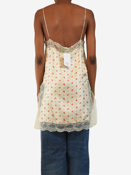 Cream floral lace silk top - size UK 8 alternate image
