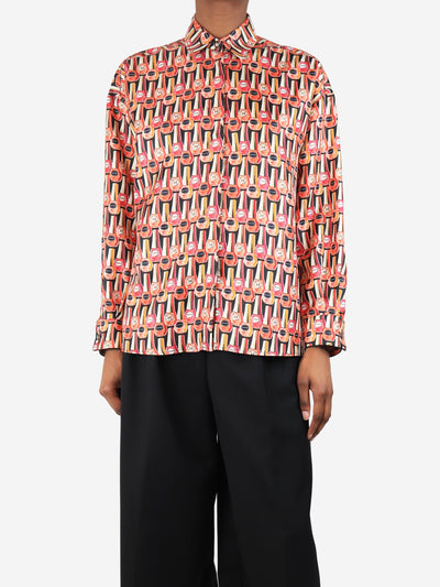 Pink nail polish printed silk shirt - size UK 2 Tops Max Mara 