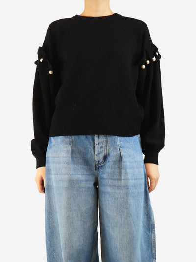 Black Yuki pearl-shoulder jumper - size S Knitwear AKYN 