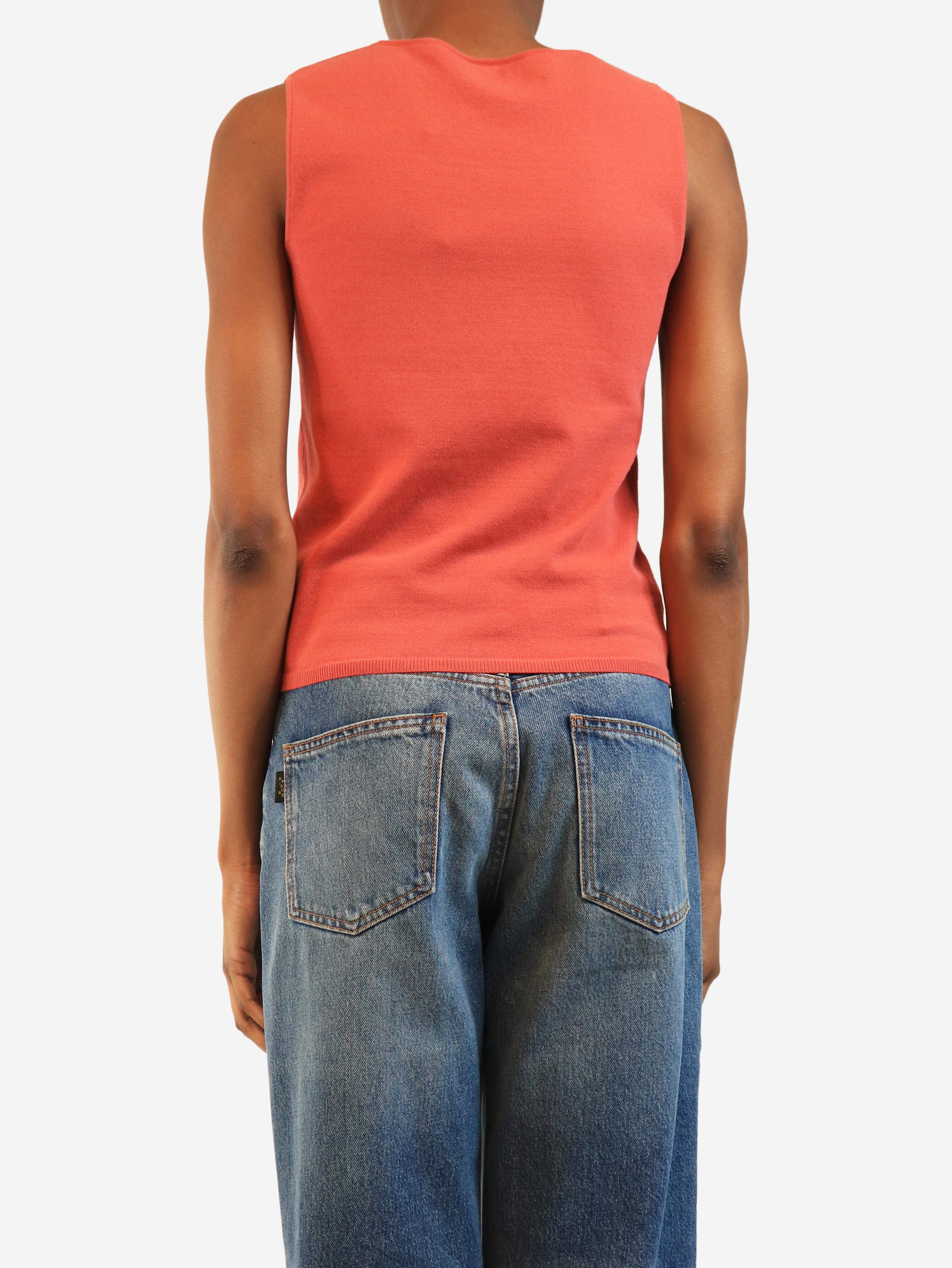 Coral pink knit tank top - size UK 8 Tops Chanel 