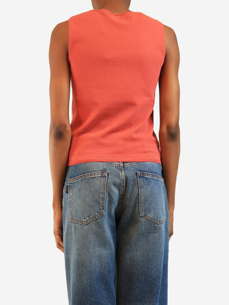 Coral pink knit tank top - size UK 8 alternate image