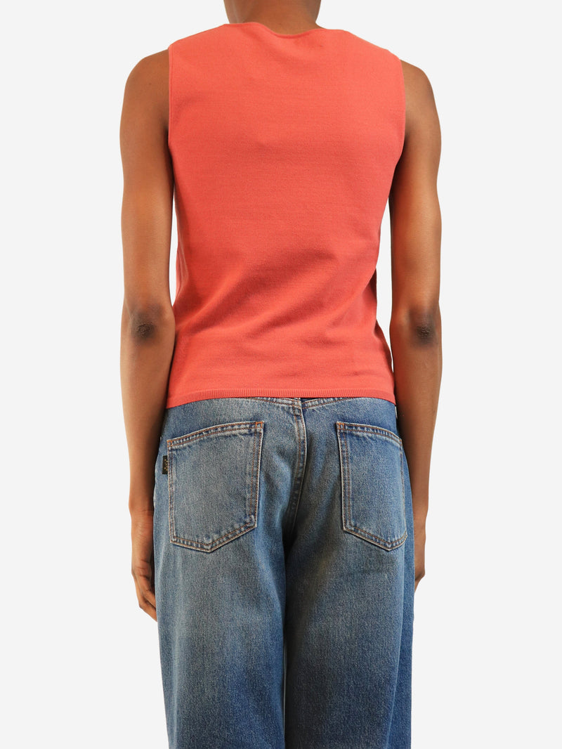 Coral pink knit tank top - size UK 8 Tops Chanel 